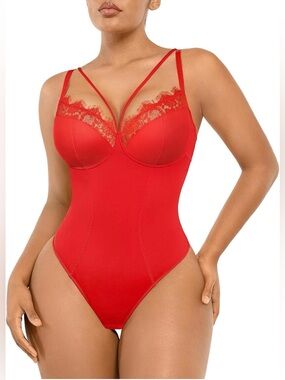 SHAPELLX Lace Shapewear Tummy Control BodySuits Waist Sculpting Thong Corset Top